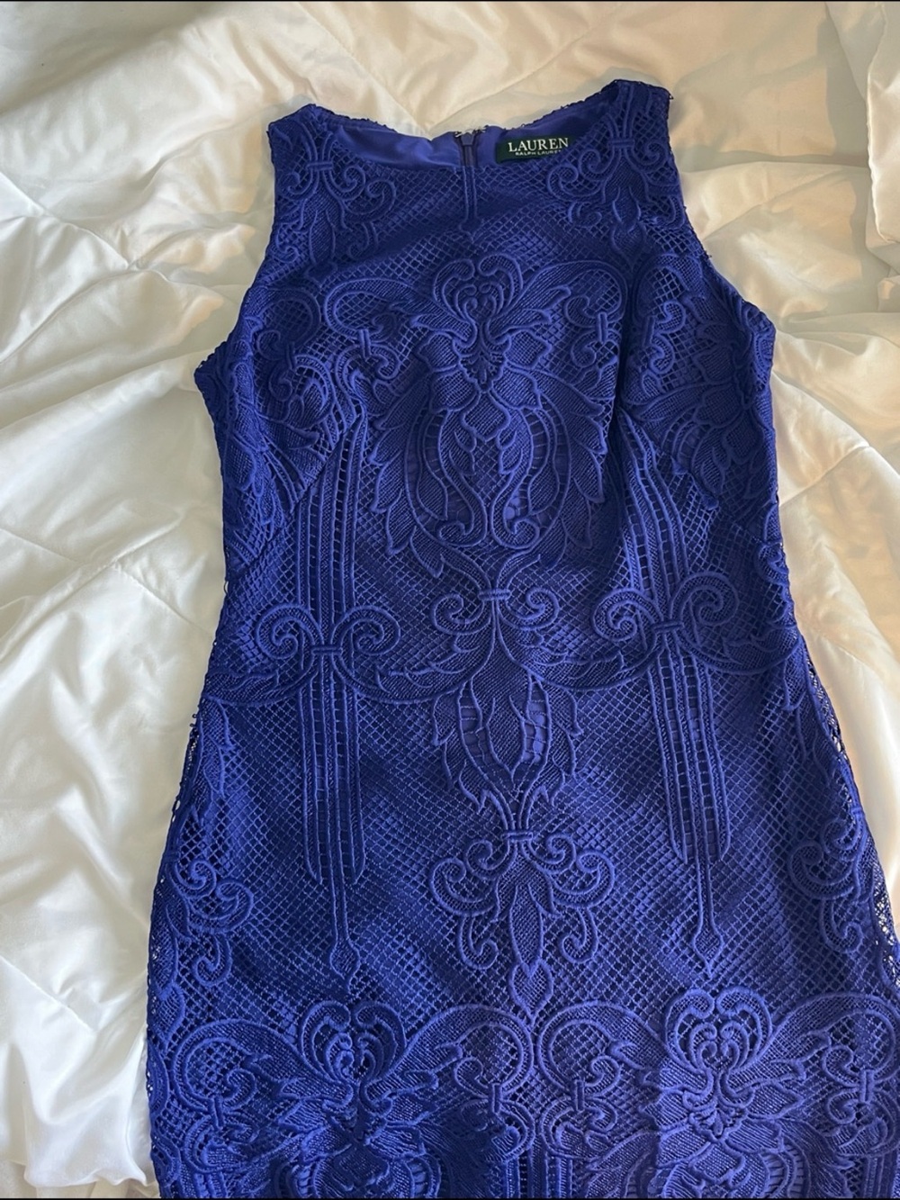 Ralph Lauren Cobalt Blue Lace Sheath Dress